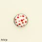 Preview: Press Button with Glass Cabochon in white with dots in red