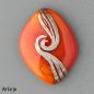 Preview: Glas-Cabochon in Orange mit Feinsilber-Dekoration