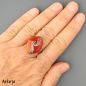 Preview: Glas-Cabochon in Orange mit Feinsilber-Dekoration