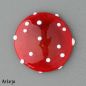 Preview: Glas-Cabochon in Rot und Weiß mit Punkten