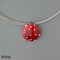 Preview: Glas-Cabochon in Rot und Weiß mit Punkten