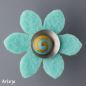 Preview: Wechselring-Set mit Filzscheibe "Blüte mittel" in pastell türkis und Glastop
