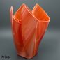 Preview: Folded Glass Vase in red-orange-white with square Bottom 