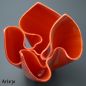 Preview: Folded Glass Vase in red-orange-white with square Bottom 