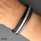 Preview: Leather bracelet with magnetic clasp in black and grey