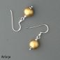 Preview: Earring with wooden ball covered with gold leaf, resin-coated 