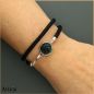 Preview: Black Nappa Leather Bracelet  with  Lizard Leather Look