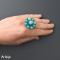 Preview: Interchangeable ring set with felt disc "round" in pastel turquoise and "ice crystal" in lago blue and glass top