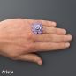 Preview: Wechselring-Set mit Filzscheibe "kleine Passionsblume" in lavendel und Glastop