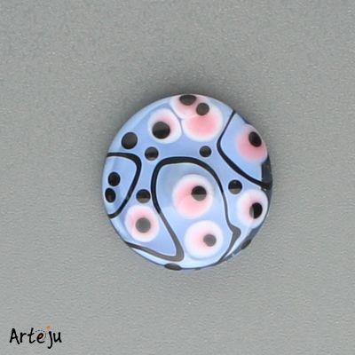 Glass Cabochon for interchangeable Jewelry System with shades of purple, black, light pink and black