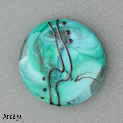 Glass Cabochon with shades of petrol and black