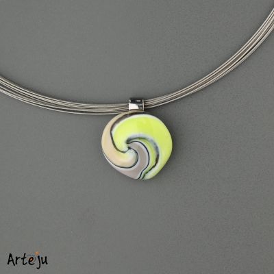 Preview: Glass Cabochon with shades of yellow, grey and black