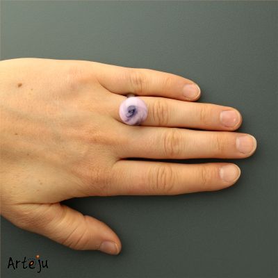 Glass Cabochon for interchangeable Jewelry System with shades of Pink and Lilac