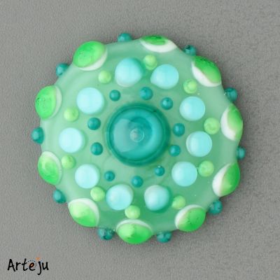 Glass Cabochon for interchangeable Jewelry System with shades of green
