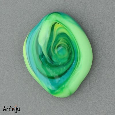 Glass Cabochon with shades of green