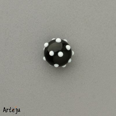 Minitop round in black with dots in white