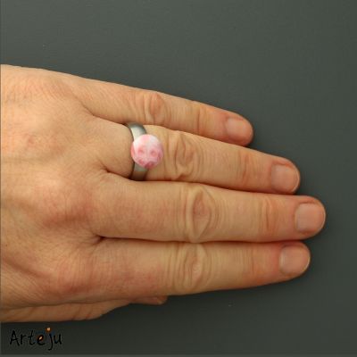 Minitop rund flach in pink- und weiß-Tönen mit Aquarell-Optik