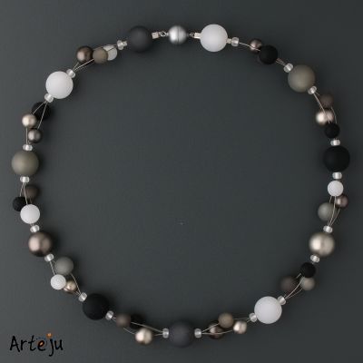 Kugelkette in grau und schwarz, 3strängig