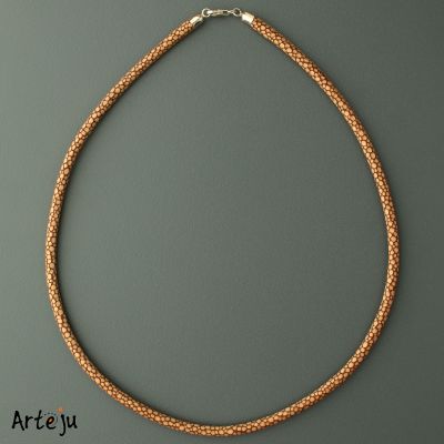 Brown Nappa Leather Necklace with Ray Leather Embossing