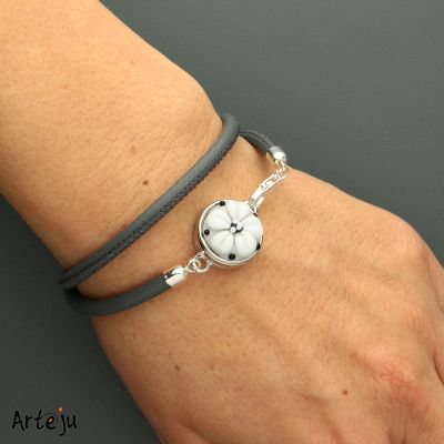 Dark grey Nappa Leather Bracelet