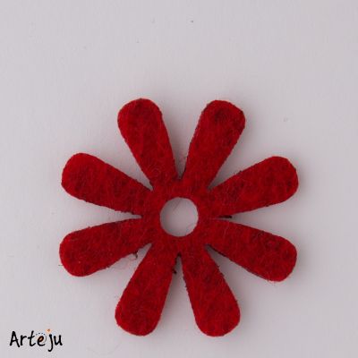 Felt blossom "Cape daisy" in red mottled