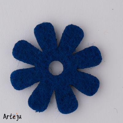 Felt blossom "Anemone" in dark blue