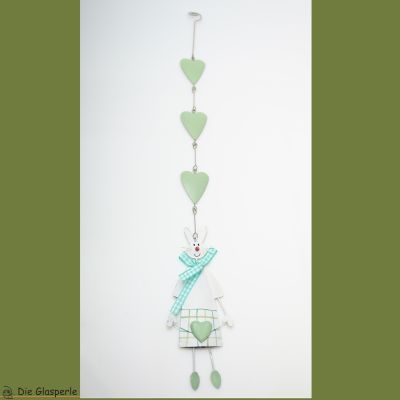 Rabbit at Heart Garland in green