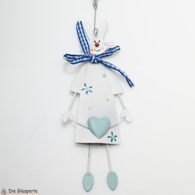 Hase an Herz-Girande, blau