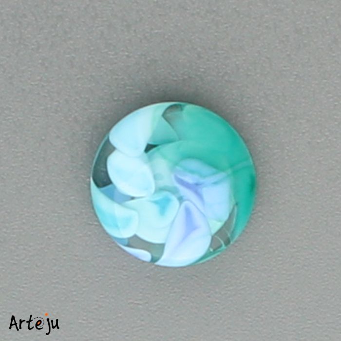 Glass Cabochon for interchangeable Jewelry System with shades of blue, green and white