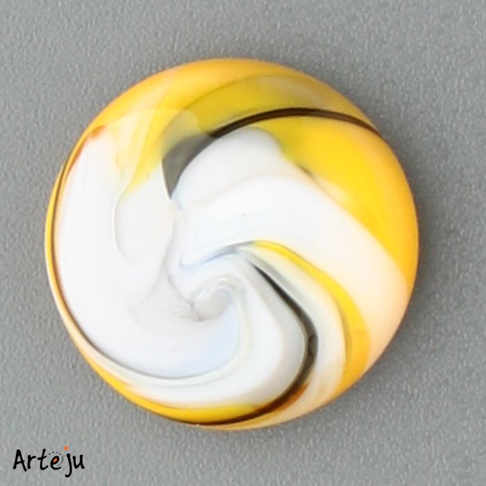 Glass Cabochon for interchangeable Jewelry System with shades of yellow, grey, white and black