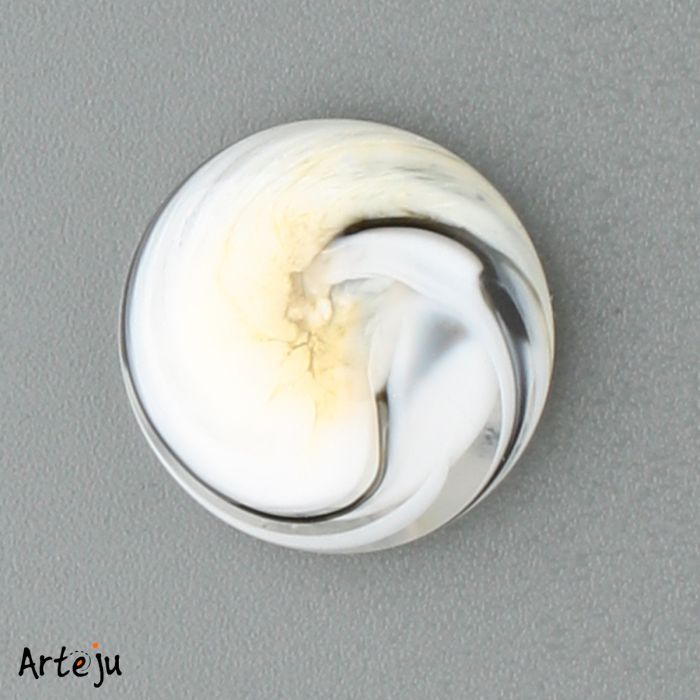 Glass Cabochon for interchangeable Jewelry System with shades of cream, white and black