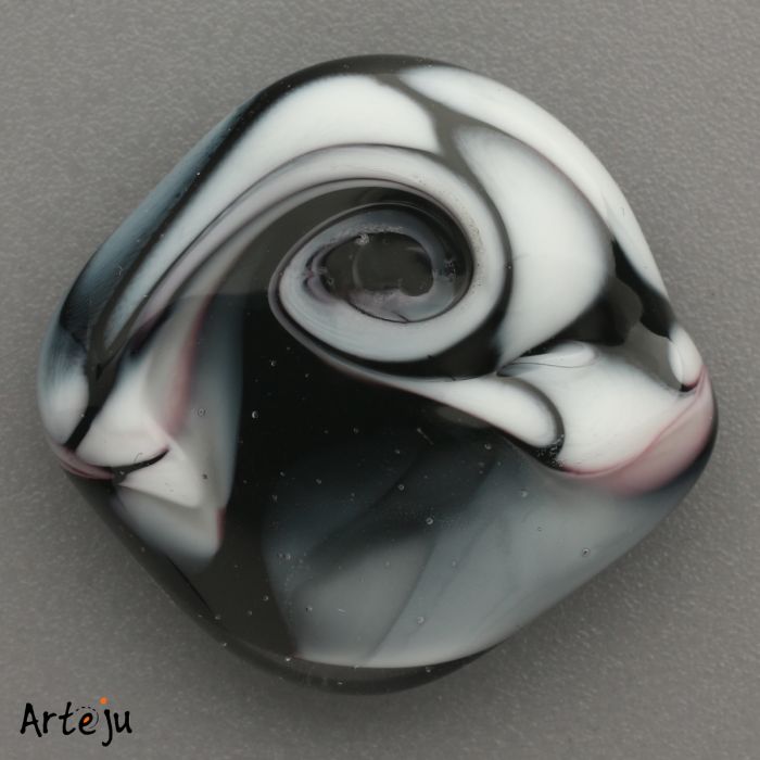 Glass Cabochon in aquarell optic with shades of Black and White