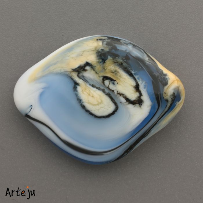 Glastop für Wechselschmuck in Blau-Tönen