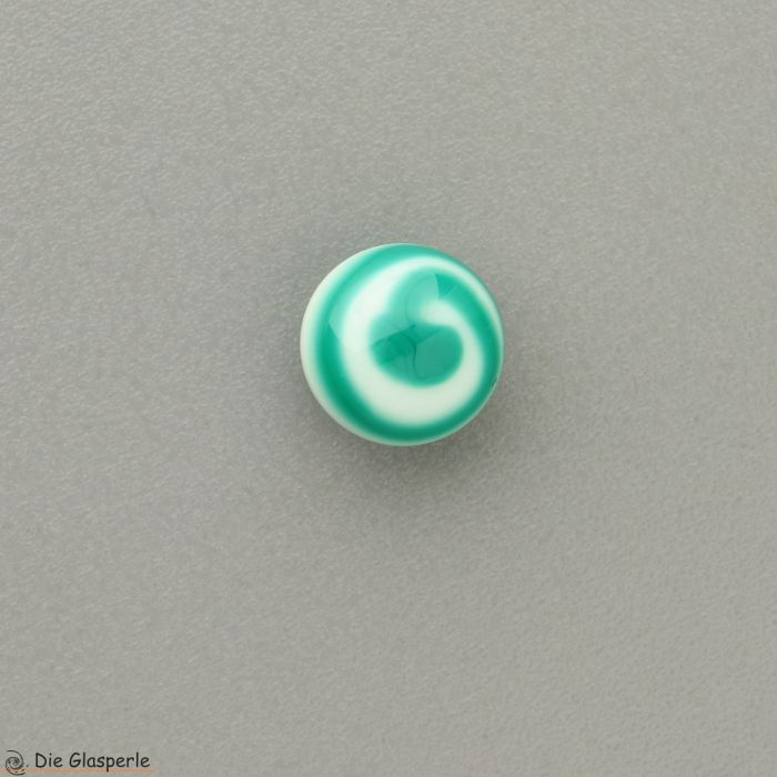 Minitop round in whitel with a spiral in mint green