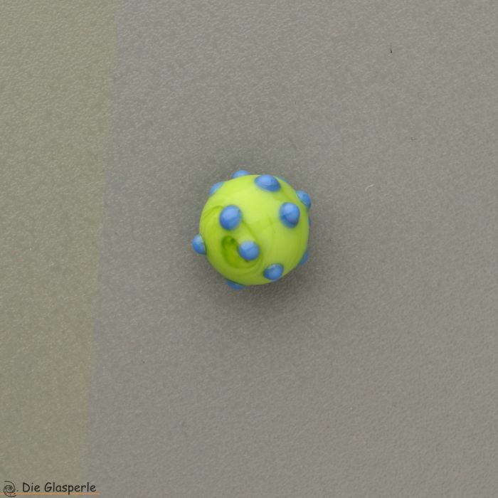 Minitop round in light green with Dots in dark peri