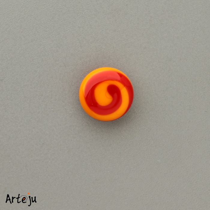 Minitop rund flach in orange mit Spirale in rot