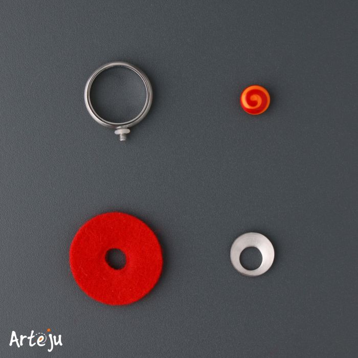 Wechselring-Set mit Filzscheibe "rund" in rot und Glastop