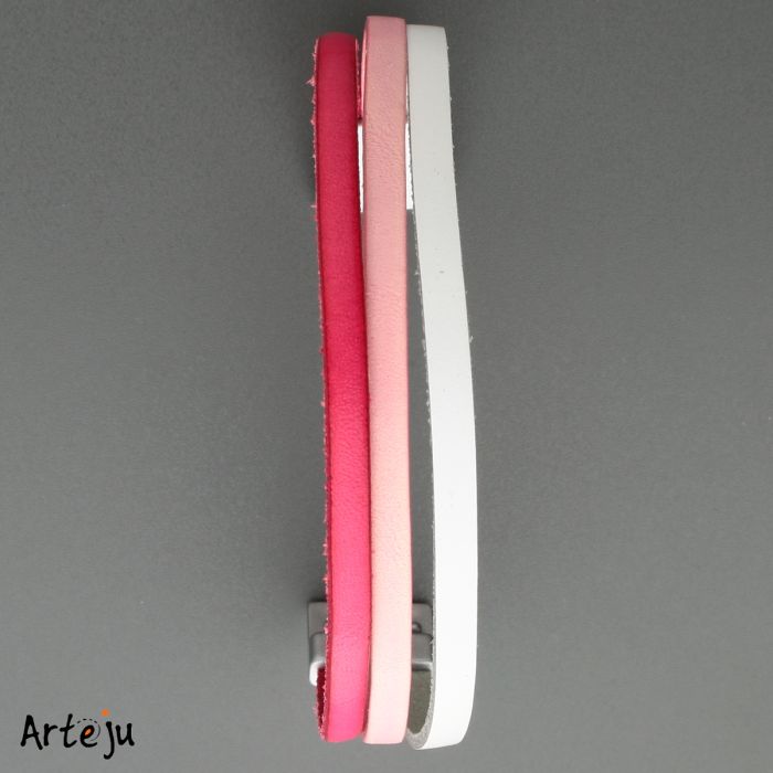 Lederarmband mit Magnetverschluss in Weiß, Hellrosa und Pink