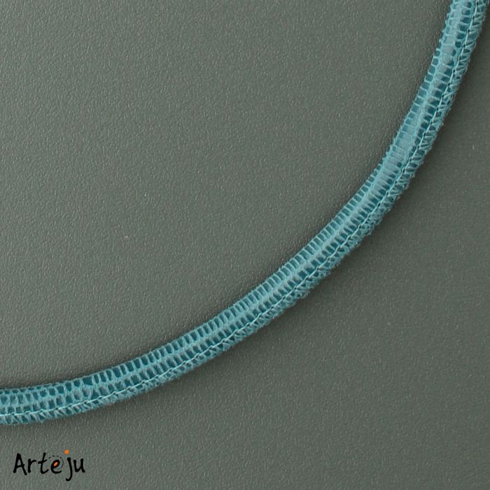 Blaue  Nappalederkette mit Echsenleder-Prägung