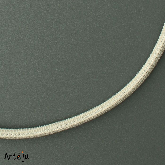 Light Grey Nappa Leather Necklace with Lizard Leather Look