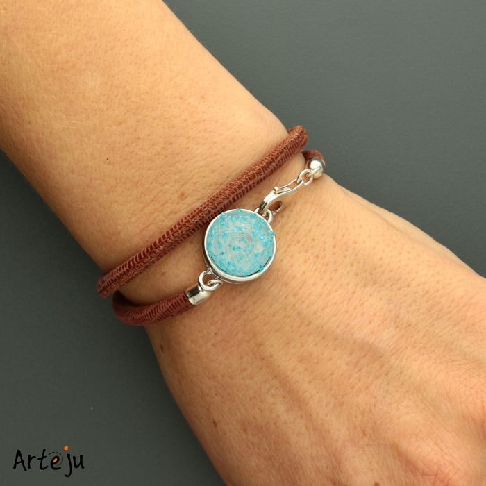 Braunes Nappaleder-Armband  mit Echsenleder-Prägung