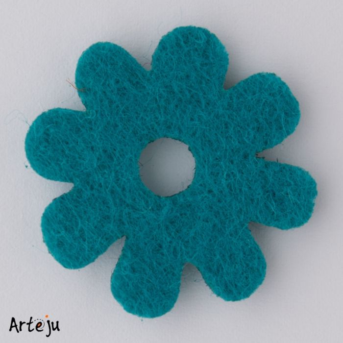 Felt blossom "Little Passionflower" in lago blue