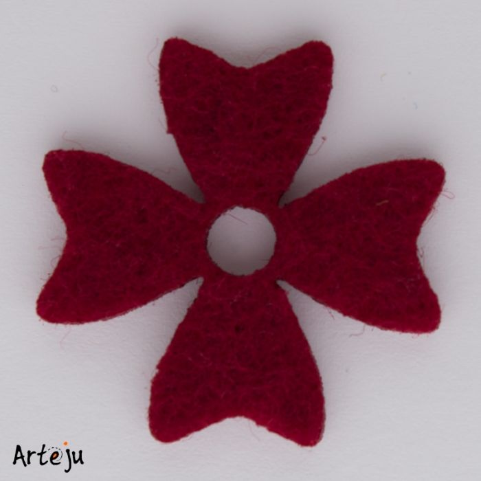 Felt blossom "Big clover leaf" in bordo