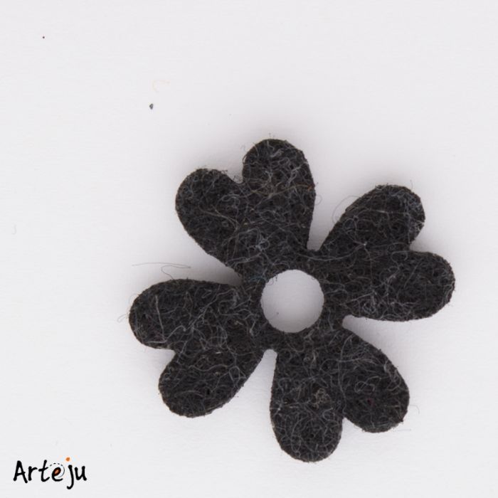 Felt blossom "Little clover leaf" in dark grey mottled