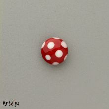 Minitop round flat in red with Dots in white