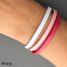 Lederarmband mit Magnetverschluss in Weiß, Hellrosa und Pink